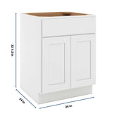 CNC Luxor White 24" W X 32 1/2" H Single Drawer Double Door Base Cabinet