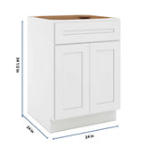 CNC Luxor 5-Piece White 24" W 1 Drawer Double Door Base Cabinet W/ 1 Pullout Shelf