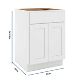 CNC Luxor White 24" W 1 Drawer Double Door Base Cabinet W/ 1 Pullout Shelf