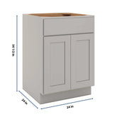 CNC Luxor Misty Grey 24" W 1 Drawer Double Door Base Cabinet W/ 2 Pullout Shelf