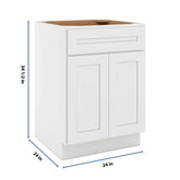 CNC Luxor 5-Piece White 24" W 1 Drawer Double Door Base Cabinet W/ 2 Pullout Shelf
