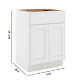 CNC Luxor White 24" W 1 Drawer Double Door Base Cabinet W/ 2 Pullout Shelf