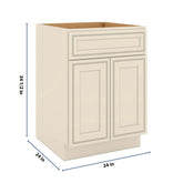 J&K Pearl Glazed H9 Double Door Standard Base Cab - 24" W