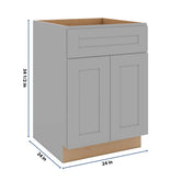 J&K Castle Grey S5 Double Door Standard Base Cab - 24" W