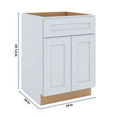 J&K White Shaker S8 Double Door Standard Base Cab - 24" W