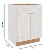 Modernform Cabinet White Shaker 24" W X 34 1/2" H X 24" D Double Door Base Cabinet