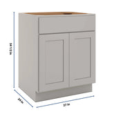 CNC Luxor Misty Grey 27" W 1 Drawer Double Door Base Cabinet W/ 1 Pullout Shelf