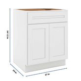 CNC Luxor 5-Piece White 27" W 1 Drawer Double Door Base Cabinet W/ 1 Pullout Shelf