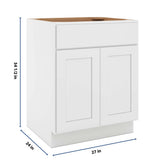 CNC Luxor White 27" W 1 Drawer Double Door Base Cabinet W/ 1 Pullout Shelf