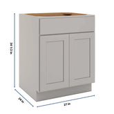 CNC Luxor Misty Grey 27" W 1 Drawer Double Door Base Cabinet W/ 2 Pullout Shelf