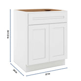 CNC Luxor 5-Piece White 27" W 1 Drawer Double Door Base Cabinet W/ 2 Pullout Shelf