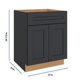 Modernform Cabinet Onyx Black Shaker 27" W X 34 1/2" H X 24" D Double Door Base Cabinet