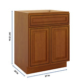 J&K Mocha Glazed K10 Double Door Standard Base Cabinet - 27" W
