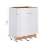 Modernform Cabinet Gloss White 27" W X 34 1/2" H X 24" D Double Door Base Cabinet