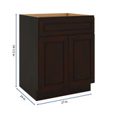 J&K Espresso K8 Double Door Standard Base Cabinet - 27" W