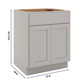 CNC Luxor Misty Grey 27" W 1 Drawer Double Door Base Cabinet