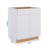 Modernform Cabinet Matte White 27" W X 34 1/2" H X 24" D Double Door Base Cabinet