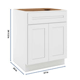CNC Luxor 5-Piece White 27" W 1 Drawer Double Door Base Cabinet