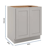 CNC Luxor Misty Grey 30" W Full Height Double Door Base Cabinet W/ 1 Pullout Shelf