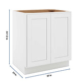 CNC Luxor 5-Piece White 30" W Full Height Double Door Base Cabinet W/ 1 Pullout Shelf