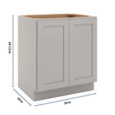 CNC Luxor Misty Grey 30" W Full Height Double Door Base Cabinet W/ 2 Pullout Shelf