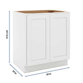 CNC Luxor 5-Piece White 30" W Full Height Double Door Base Cabinet W/ 2 Pullout Shelf