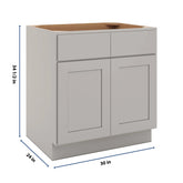 CNC Luxor Misty Grey 30" W X 32 1/2" H Double Door 2 Drawer Base Cabinet
