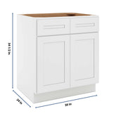 CNC Luxor 5-Piece White 30" W 2 Drawer Double Door Base Cabinet W/ 1 Pullout Shelf