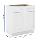 CNC Luxor 5-Piece White 30" W 2 Drawer Double Door Base Cabinet W/ 2 Pullout Shelf