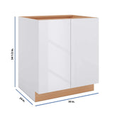 Modernform Cabinet Gloss White 30" W X 34 1/2" H X 24" D Full Height Double Door Base Cabinet