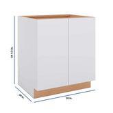 Modernform Cabinet Matte White 30" W X 34 1/2" H X 24" D Full Height Double Door Base Cabinet