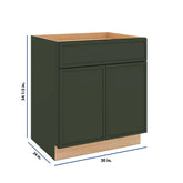 Modernform Cabinet Slim Sage Green 30" W X 34 1/2" H X 24" D Double Door Base Cabinet