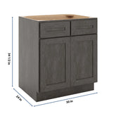 CNC Luxor 5-Piece Smoky Grey 30" W 2 Drawer Double Door Base Cabinet
