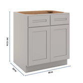CNC Luxor 5-Piece Misty Grey 30" W 2 Drawer Double Door Base Cabinet