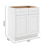 CNC Luxor 5-Piece White 30" W 2 Drawer Double Door Base Cabinet