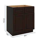 J&K Espresso K8 Double Door Standard Base Cabinet - 30" W
