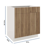 Modernform Cabinet Walnut 30" W X 34 1/2" H X 24" D Double Door Base Cabinet