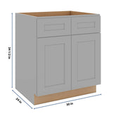 J&K Castle Grey S5 Double Door Standard Base Cabinet - 30" W