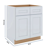 J&K White Shaker S8 Double Door Standard Base Cabinet - 30" W