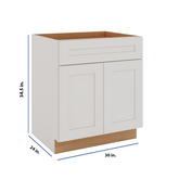 Modernform Cabinet White Shaker 30" W X 34 1/2" H X 24" D Double Door Base Cabinet