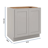 CNC Luxor Misty Grey 33" W Full Height Double Door Base Cabinet W/ 1 Pullout Shelf