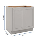 CNC Luxor Misty Grey 33" W Full Height Double Door Base Cabinet W/ 2 Pullout Shelf