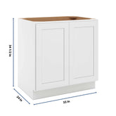 CNC Luxor 5-Piece White 33" W Full Height Double Door Base Cabinet W/ 2 Pullout Shelf