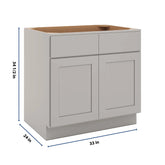 CNC Luxor Misty Grey 33" W X 32 1/2" H Double Door 2 Drawer Base Cabinet