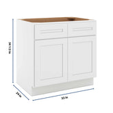 CNC Luxor 5-Piece White 33" W X 32 1/2" H Double Door 2 Drawer Base Cabinet