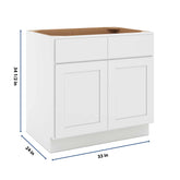 CNC Luxor White 33" W X 32 1/2" H Double Door 2 Drawer Base Cabinet