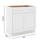 CNC Luxor 5-Piece White 33" W 2 Drawer Double Door Base Cabinet W/ 2 Pullout Shelf