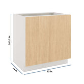 Modernform Cabinet Natural Oak 33" W X 34 1/2" H X 24" D Full Height Double Door Base Cabinet