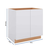 Modernform Cabinet Matte White 33" W X 34 1/2" H X 24" D Full Height Double Door Base Cabinet