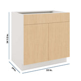 Modernform Cabinet Natural Oak 33" W X 34 1/2" H X 24" D Double Door Base Cabinet
